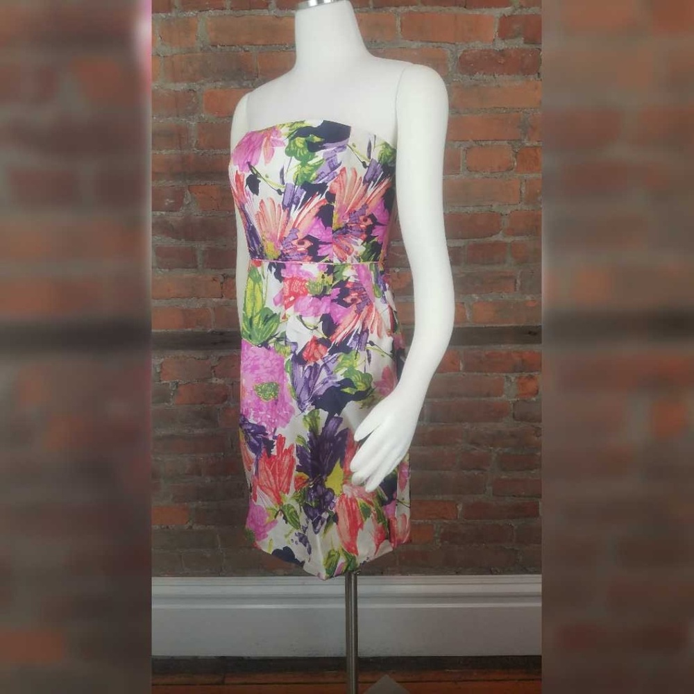 SOLDJ. Crew Women's Dress Strapless White w/Bright Flo